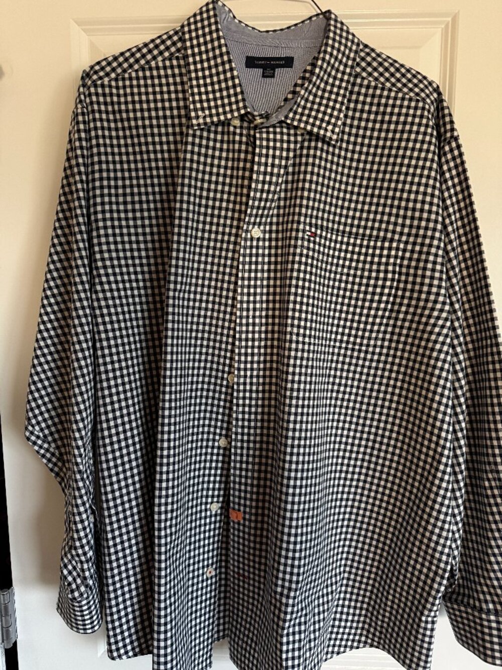 Tommy Hilfiger Black and White Check Dress Shirt 2XL